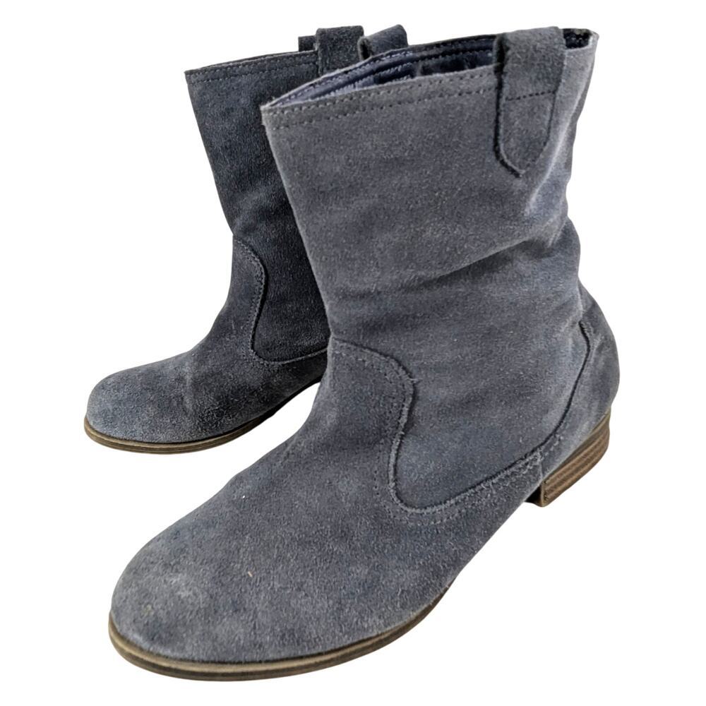 MOSSIMO! DOVE GRAY GENUINE SUEDE LEATHER BOHO CHIC SLIP-ON LOW HEEL BOOTS! SZ 8M
